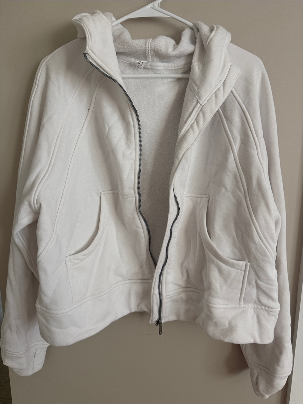 Lululemon Scuba DUPE Classic White Zip-Up Hooded Jacket